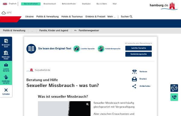Vorschau von www.hamburg.de, Sexueller Missbrauch - was tun?