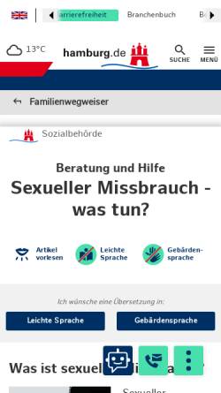 Vorschau der mobilen Webseite www.hamburg.de, Sexueller Missbrauch - was tun?