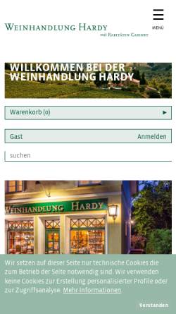 Vorschau der mobilen Webseite www.hardy-weinraritaeten.de, Hardys Weinraritäten