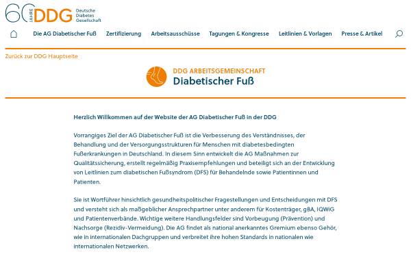 Vorschau von ag-fuss-ddg.de, Arbeitsgemeinschaft Fuß der DDG