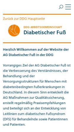 Vorschau der mobilen Webseite ag-fuss-ddg.de, Arbeitsgemeinschaft Fuß der DDG