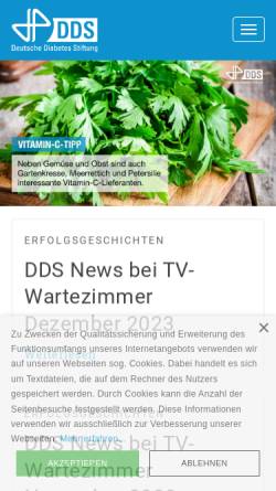 Vorschau der mobilen Webseite www.diabetesstiftung.de, Deutsche Diabetes Stiftung (DDS)