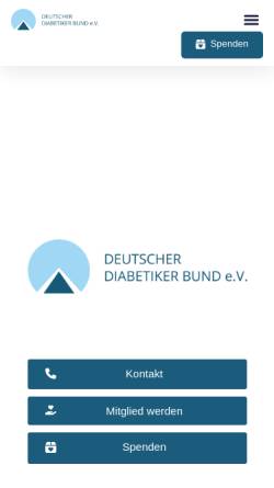 Vorschau der mobilen Webseite www.diabetikerbund.de, Deutscher Diabetiker Bund (DDB)