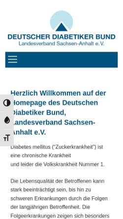 Vorschau der mobilen Webseite www.diabetikerbundsa.de, Deutscher Diabetiker Bund Landesverband Sachsen-Anhalt e.V.