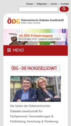 Vorschau der mobilen Webseite www.oedg.org, Österreichische Diabetes Gesellschaft