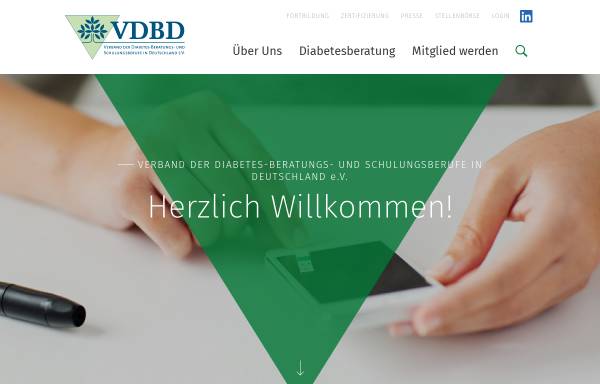Vorschau von www.vdbd.de, Verband der Diabetesberatungs- und Schulungsberufe in Deutschland e.V.
