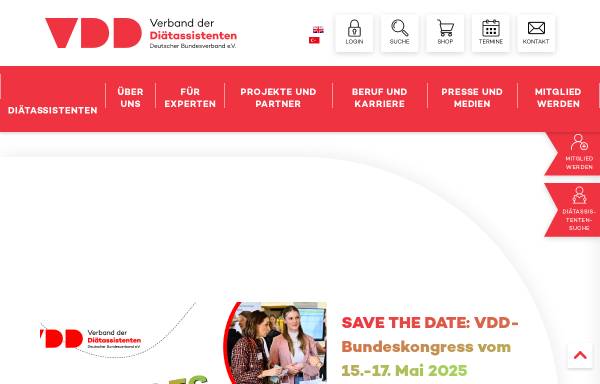 Vorschau von www.vdd.de, Verband der Diätassistenten - Deutscher Bundesverband e.V.
