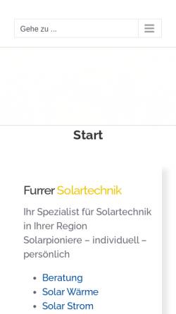 Vorschau der mobilen Webseite www.furrer-solartechnik.ch, Furrer Solartechnik