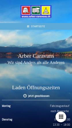 Vorschau der mobilen Webseite www.arber-caravans.ch, Arber Caravans