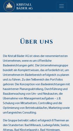 Vorschau der mobilen Webseite www.kristallbaeder.de, Kristall-Bädergruppe
