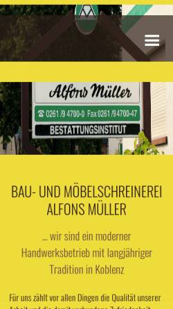 Vorschau der mobilen Webseite www.schreinerei-mueller-koblenz.de, Alfons Müller GmbH