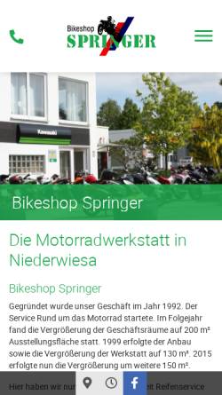 Vorschau der mobilen Webseite www.bikeshop-springer.de, Bikeshop Springer