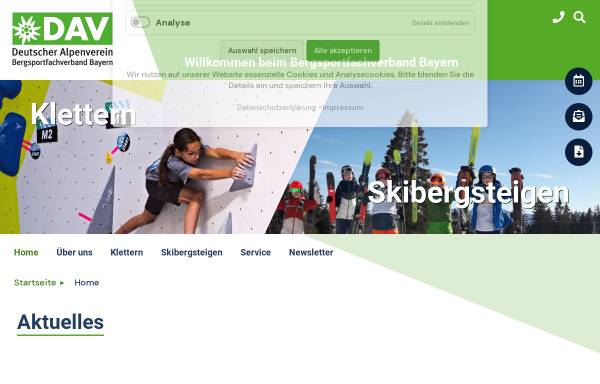 Vorschau von www.kletterverbandbayern.de, Bayerische Landesfachverband für Sport- und Wettkampfklettern des DAV e.V.