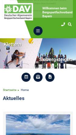Vorschau der mobilen Webseite www.kletterverbandbayern.de, Bayerische Landesfachverband für Sport- und Wettkampfklettern des DAV e.V.
