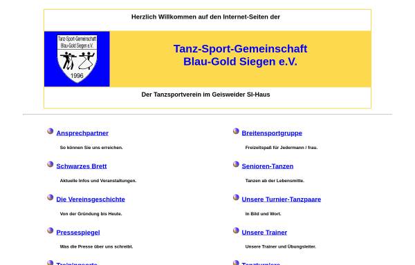 Vorschau von www.blau-gold-siegen.de, Tanz-Sport-Gemeinschaft Blau-Gold Siegen e.V.