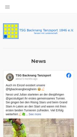 Vorschau der mobilen Webseite www.tsg-backnang.org, TSG Backnang 1846 e.V.