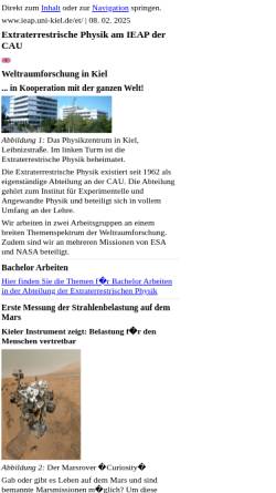 Vorschau der mobilen Webseite www.ieap.uni-kiel.de, Abteilung Extraterrestrische Physik, IEAP Kiel