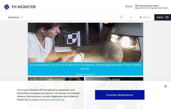 Vorschau von www.fh-muenster.de, Fachbereich Physikalische Technik der Fachhochschule Münster