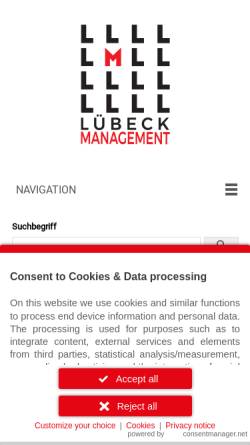 Vorschau der mobilen Webseite www.luebeckmanagement.de, Lübeck-Management e.V.