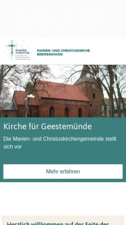 Vorschau der mobilen Webseite www.christuskirche-bremerhaven.de, Evangelisch-lutherische Christus-Kirchengemeinde