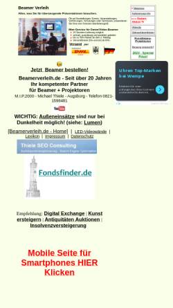 Vorschau der mobilen Webseite www.beamerverleih.de, Beamer-Verleih.de, Multimedia & Internet Produktion - Michael Thiele