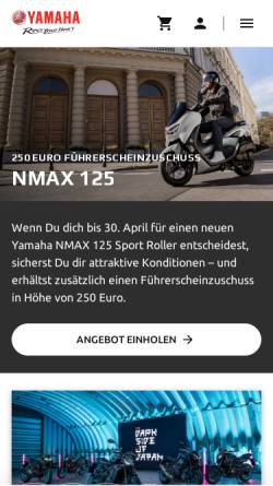 Vorschau der mobilen Webseite www.yamaha-motor.de, Yamaha Deutschland