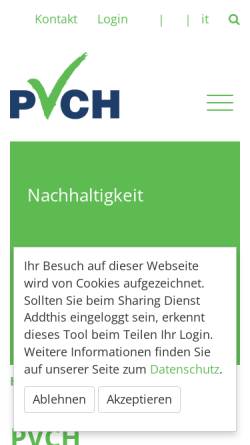 Vorschau der mobilen Webseite www.pvch.ch, Arbeitsgemeinschaft der Schweizerischen PVC-Industrie