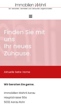 Vorschau der mobilen Webseite wehrliimmo.ch, Wehrli Liegenschaften