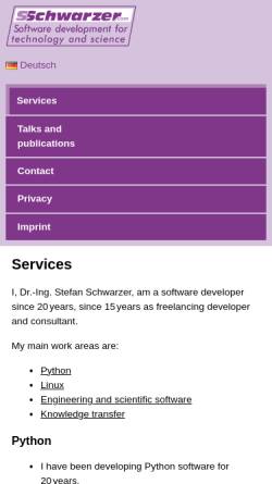 Vorschau der mobilen Webseite www.sschwarzer.net, Perl und Python