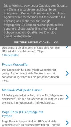 Vorschau der mobilen Webseite python-dev.blogspot.com, Python Developer