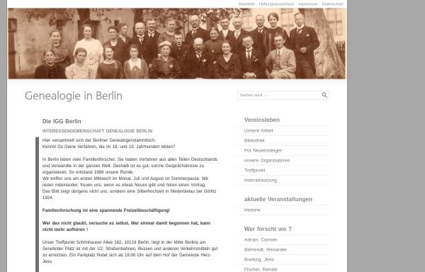 Vorschau von www.iggberlin.org, Interessengemeinschaft Genealogie Berlin