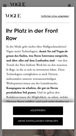 Vorschau der mobilen Webseite www.vogue.de, Vogue