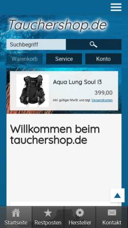 Vorschau der mobilen Webseite www.tauchershop.de, Tauchsport Mehrlich, Burkard Mehrlich