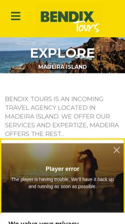 Vorschau der mobilen Webseite bendixtours.com, Bendix Tours