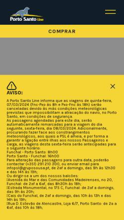 Vorschau der mobilen Webseite www.portosantoline.pt, Porto Santo Line