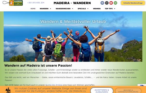 Vorschau von madeirawandern.com, Wandern auf Madeira und ein Ferienhaus