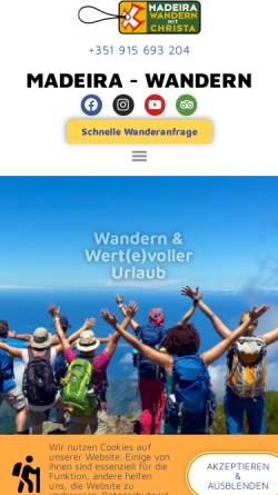 Vorschau der mobilen Webseite madeirawandern.com, Wandern auf Madeira und ein Ferienhaus