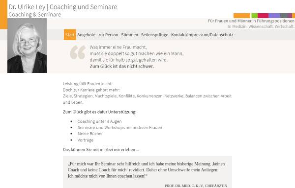 Vorschau von www.dr-ulrike-ley.de, Dr. Ulrike Ley - Coaching und Seminare