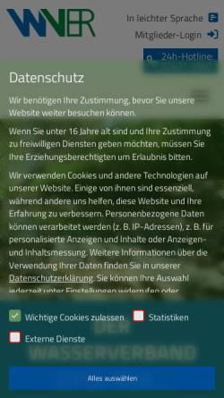 Vorschau der mobilen Webseite www.wver.de, Wasserverband Eifel-Rur (WVER)