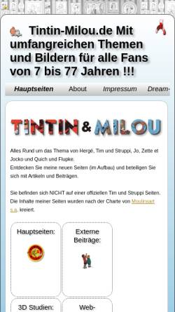 Vorschau der mobilen Webseite www.tintin-milou.de, Tintin & Milou