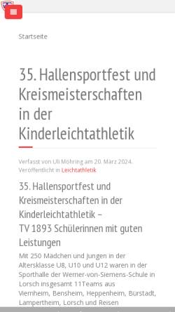 Vorschau der mobilen Webseite www.tvviernheim.de, TV Viernheim