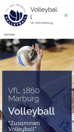 Vorschau der mobilen Webseite www.volleyball-marburg.de, VfL 1860 Marburg
