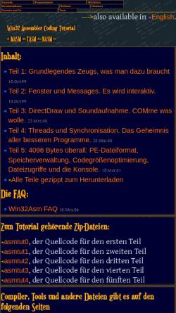 Vorschau der mobilen Webseite www.deinmeister.de, Win32 Assembler Coding Tutorial
