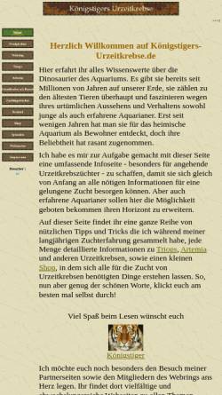 Vorschau der mobilen Webseite www.koenigstigers-urzeitkrebse.de, Königstiger´s Urzeitkrebse