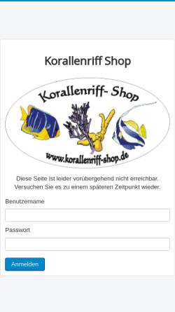 Vorschau der mobilen Webseite www.korallenriff-shop.de, Korallenriff Shop