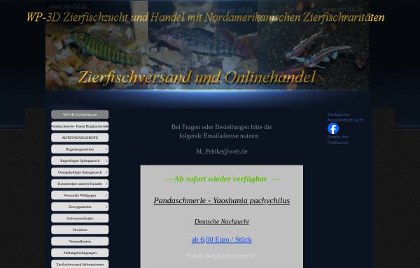 Vorschau von www.wp-3d.de, WP-3D Zierfisch- und Garnelenzucht , Tanja Pehlke