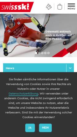 Vorschau der mobilen Webseite www.swiss-ski.ch, Swiss-Ski