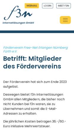 Vorschau der mobilen Webseite f3n.de, f3n Internetlösungen GmbH