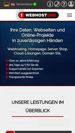 Vorschau der mobilen Webseite www.webhostone.de, WebhostOne e.K.