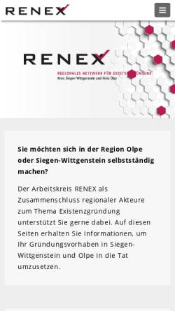 Vorschau der mobilen Webseite www.renex.org, RENEX - REgionales Netzwerk EXistenzgründung